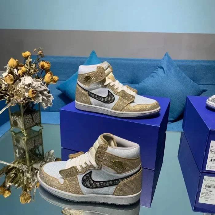 Air Jordan 1 Diamond DIY Gold White