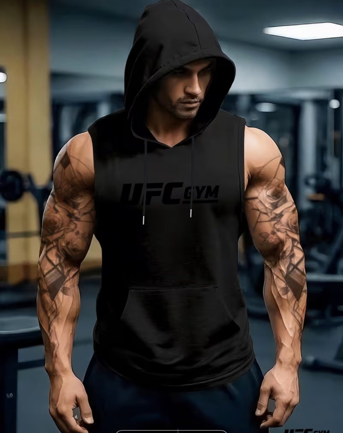 חולצת UFC עם כובע וללא שרוולים
